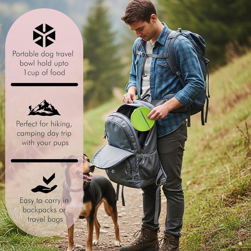 Barkin' Trails Barkin’ Trails Travel Dog Bowls, Portable Outdoor Water, BPA-Free, Food Grade Plastic Dog Travel Bowl, Camping Essentials & Container (Matcha) - Image 5